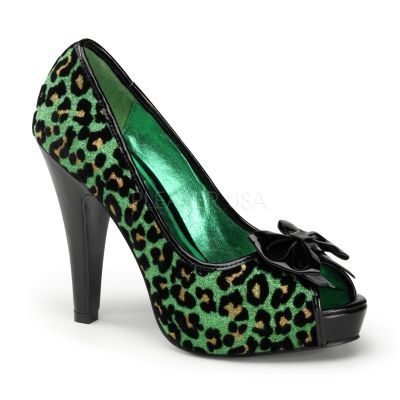Zapato estampado leopardo fondo purpurina verde