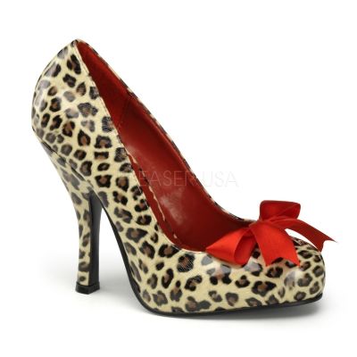 Zapato linea retro con estampado de leopardo y lazo en satén