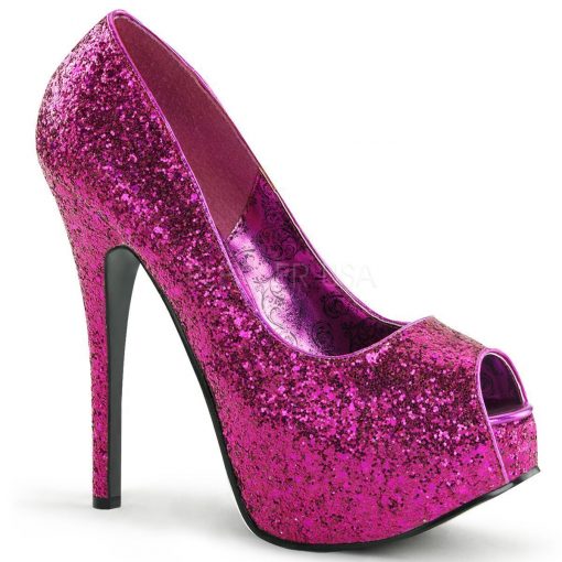 Zapatos Bordello de Pleaser diseño Peeptoe de purpurina brillante