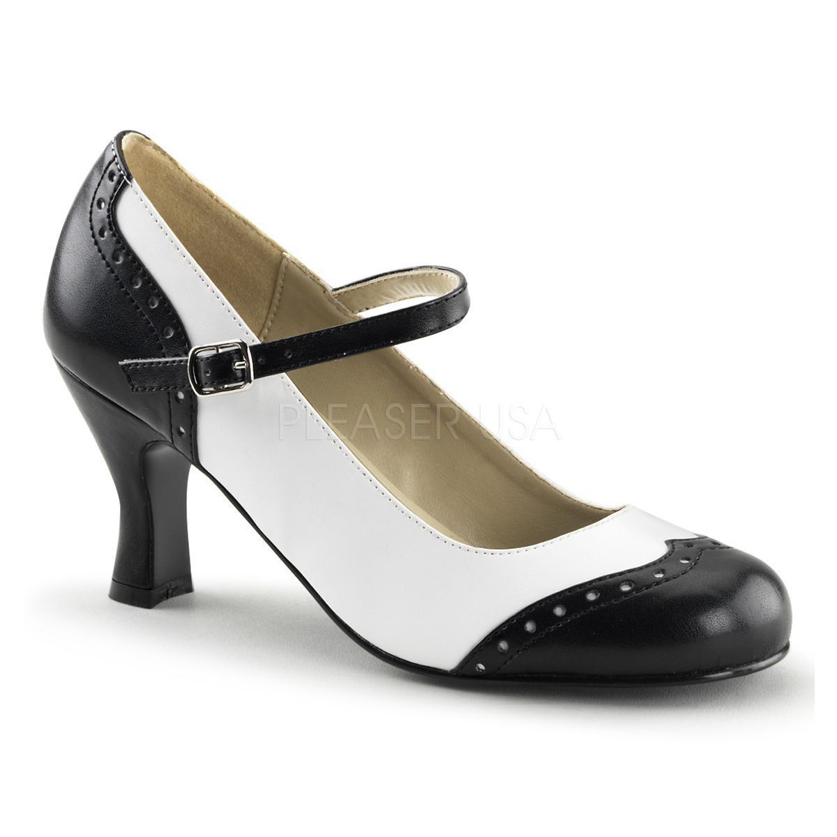 Zapatos de fantasía en dos tonos estilo clásico con correa - Moda Pin Up 50'S